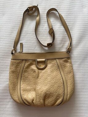 Gucci Yellow Tan GG Monogram Abbey D ring Crossbody Bag